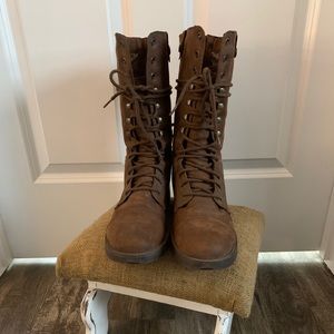 Modcloth Brown Faux Suede Combat Boots
